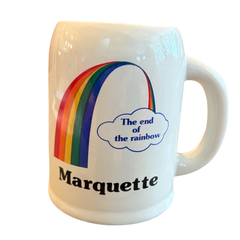 Vintage Marquette University Rainbow Cup Ceramic Stein White Mug